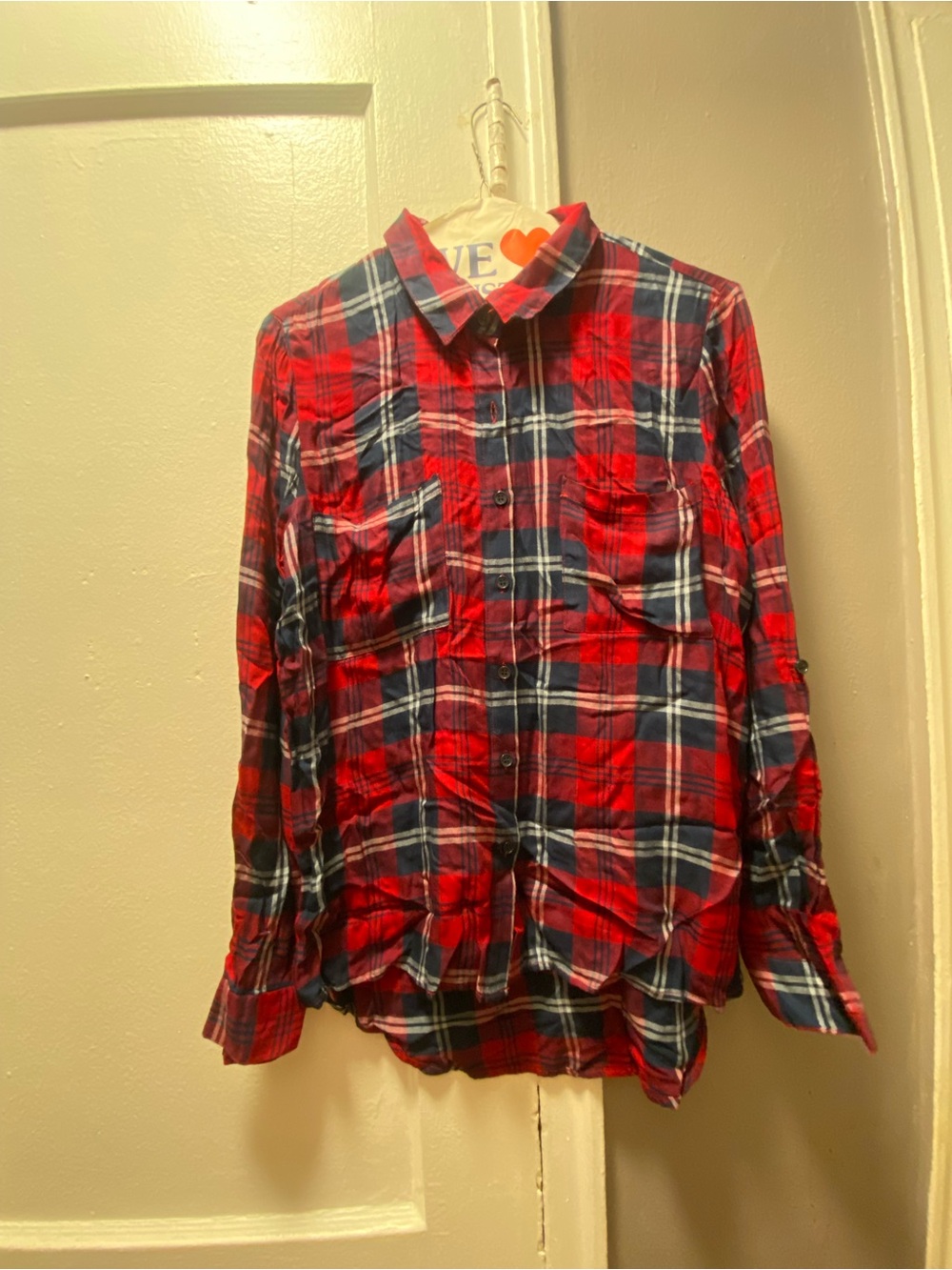 Stoosh Red and Navy Plaid Button-Down Shirt